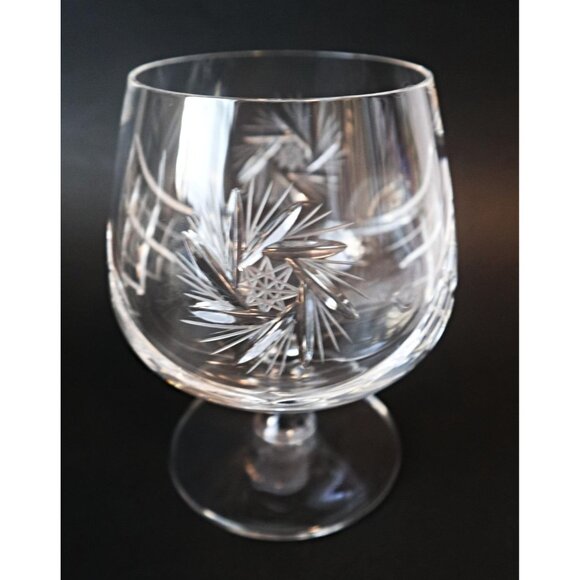 2 Cognac Brandy Snifters Pinwheel Crystal Wine Glasses Stems Goblets Vintage Bar - Picture 4 of 4